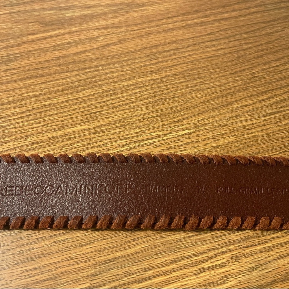 Rebecca Minkoff Burgundy Calf Leather Napa Stitched Belt 36” - Picture 4 of 7